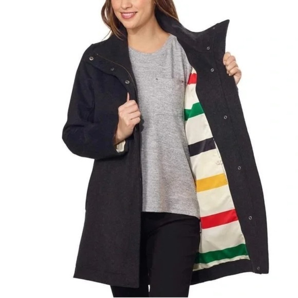 Pendleton Campbell Coat Womens Small Charcoal Water Resistant Cascade Wool Blend